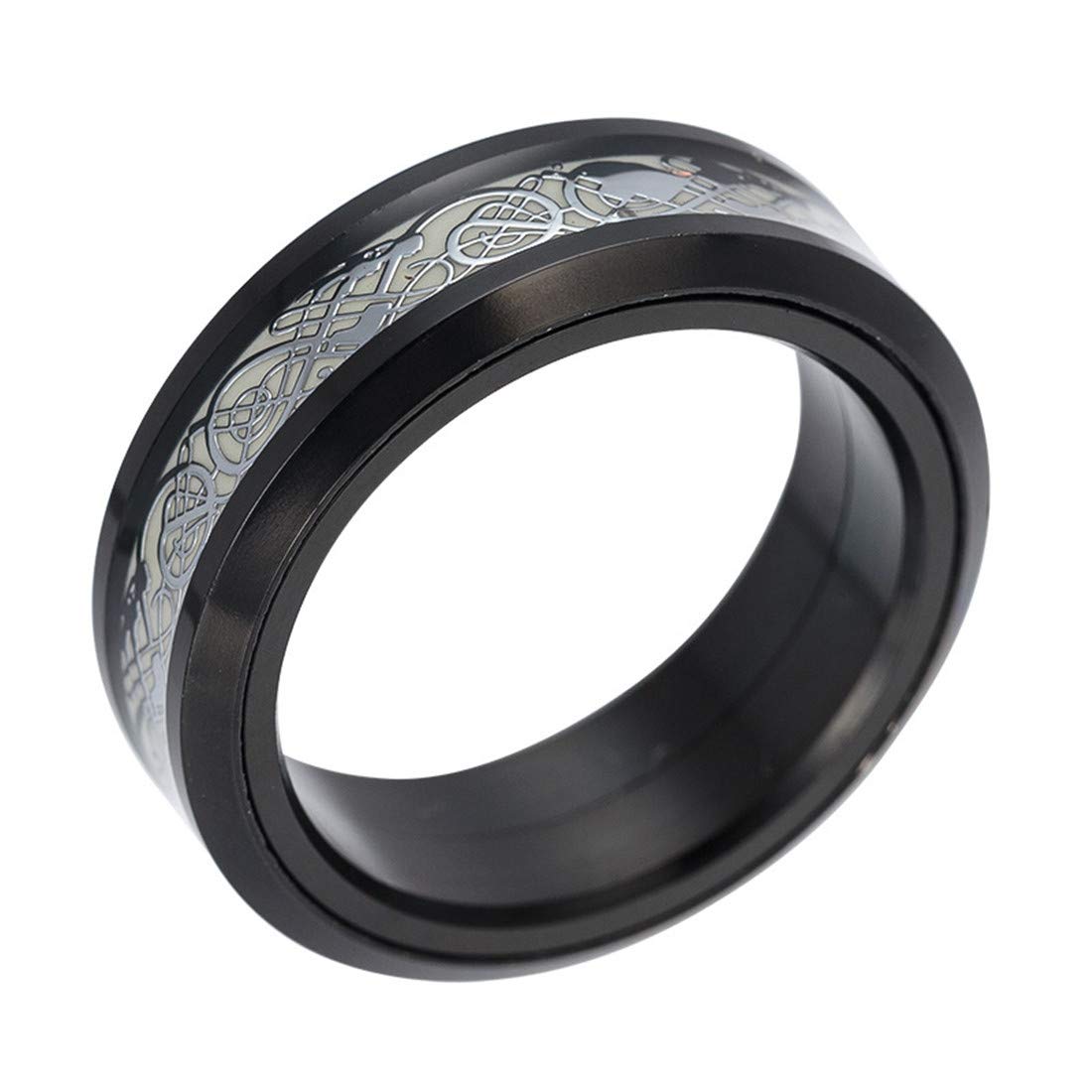 HIJONES Unisex Carbide Fiber Celtic Dragon Spinner Ring Wedding Spins Band