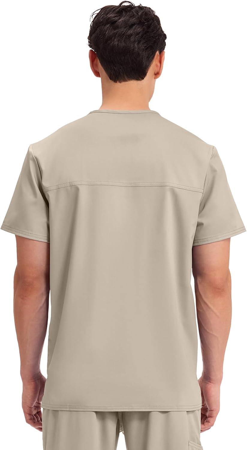 Cherokee Scrub Set For Men, V-Neck 3 Pocket Top WW670 with Modern Fit 7 Pocket Tapered Leg Pant WW140