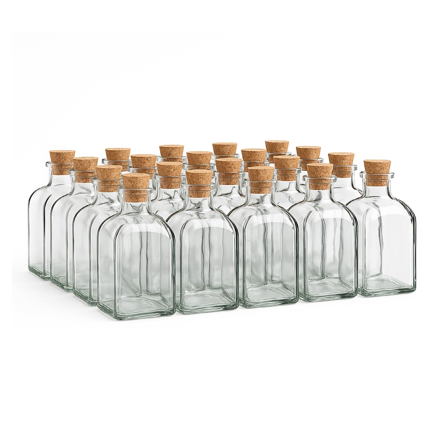 Botella de Cristal Frasca Pack 24 Frascos de Vidrio con Tapon de Corcho Transparente 125 ml