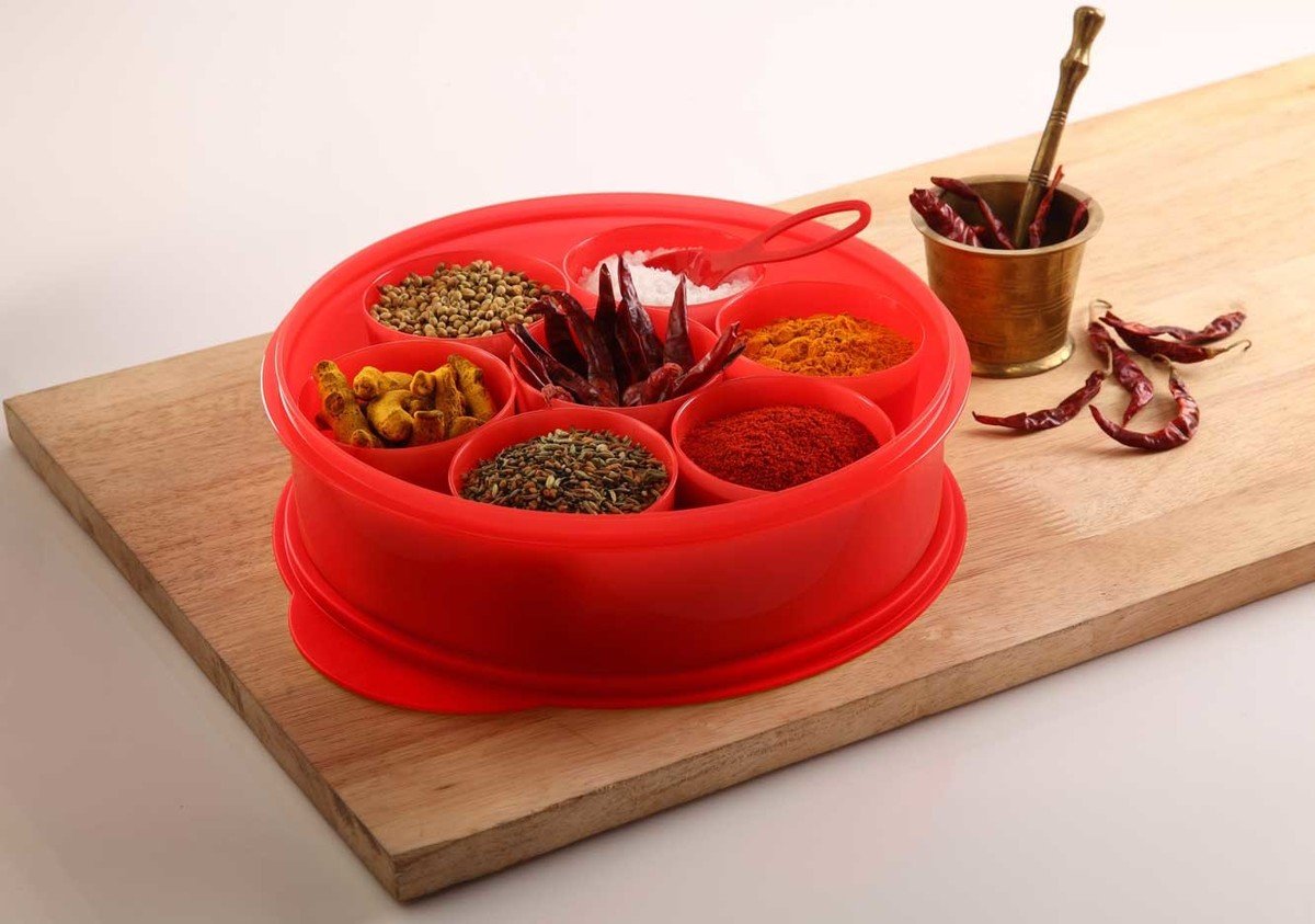 Tupperware Multicolor Vibrant Spice Box, 5 cm (H) x 6 cm (L), Airtight, One-touch Seal