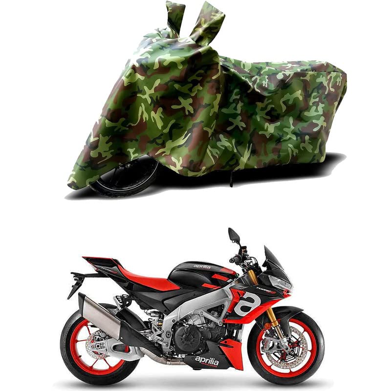 Image of 100% Water Resistant Bike Scooty Two Wheeler Body Cover Compatible for Aprilia Tuono Factory /UV-Rays /Heat Protection /Birds Dropping /Scratchproof /Dust Proof /Waterproof /All Varient[Green MJ]