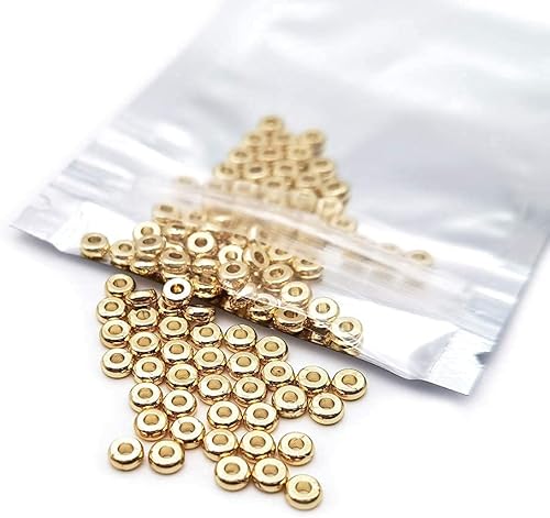 Miniatura 5 de INSPIRELLE 100 cuentas Heishi de 0.157 in de larga duración de disco de latón Rondelle de cuentas espaciadoras chapadas en oro pálido de forma