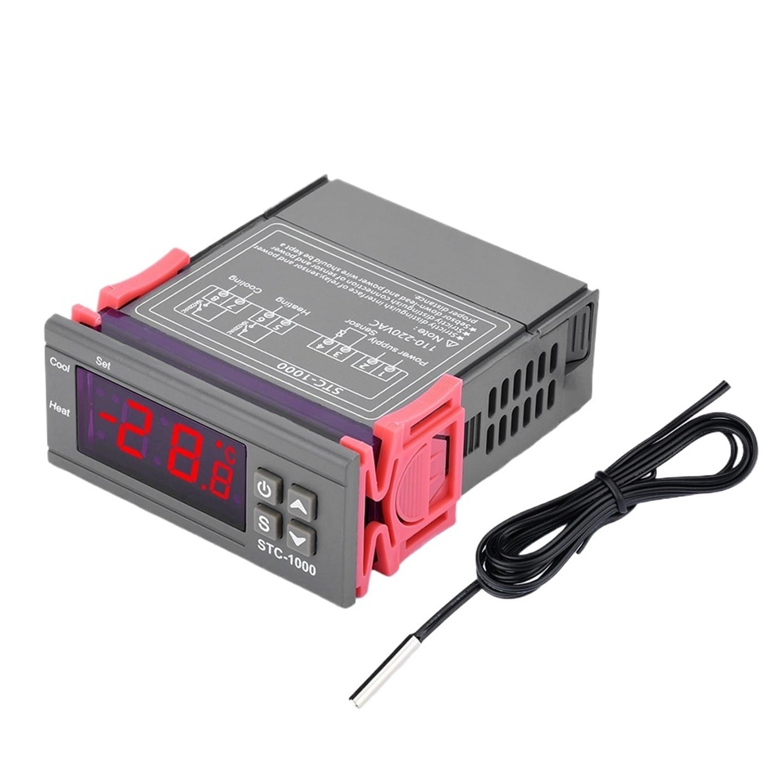 Controlador de temperatura digital LED STC-1000, termostato, termorregulador, incubadora, CC 12 V, CA 110 V, 220 V, salida de relé.(DC24V)