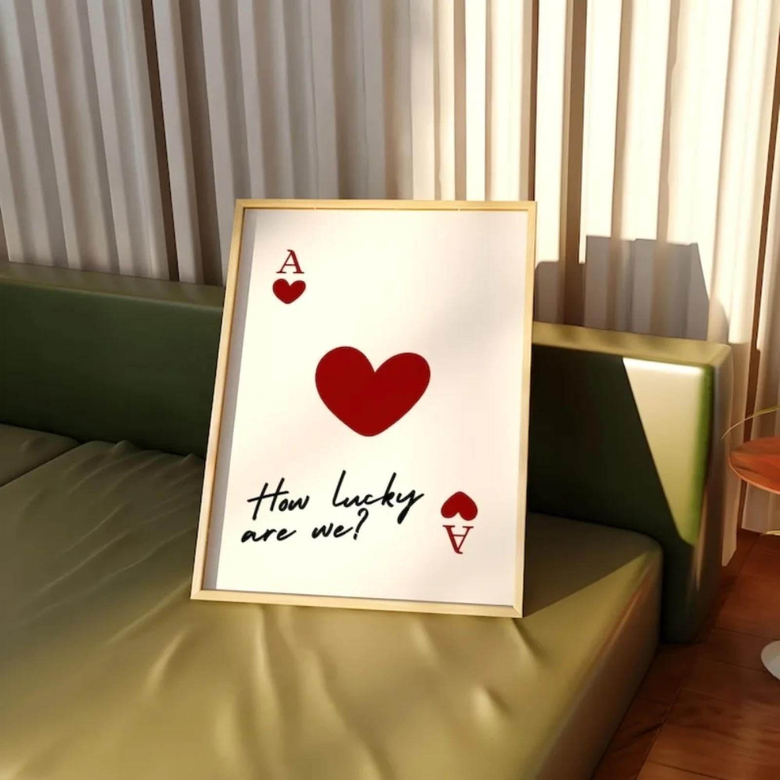 GKUVBF How Lucky Are We Print,Ace of Hearts Card Romantic Trendy Lucky Preppy Bedroom Poster,Aesthetic Playing Card Home Decor 50x70cm Frameless