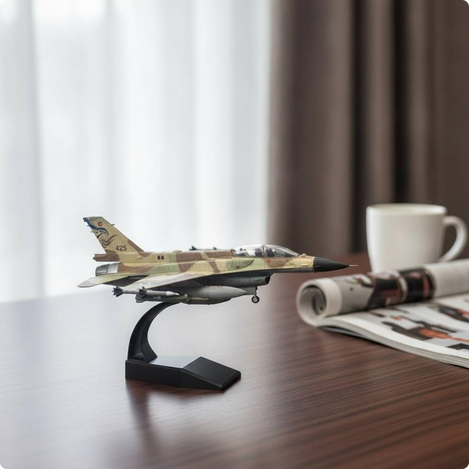 Modellino D'aereo in 1:72 Finito Modellino da Collezione Leggero Modellismo per Scrivania, F16D Versione Standard