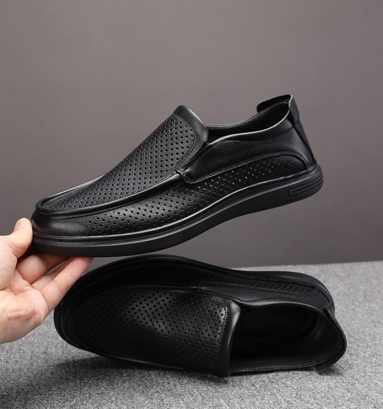 Mens Hollow Mesh Breathable Loafers Slip-on Glitter Moccasins Dress Shoes Leather Shoes3