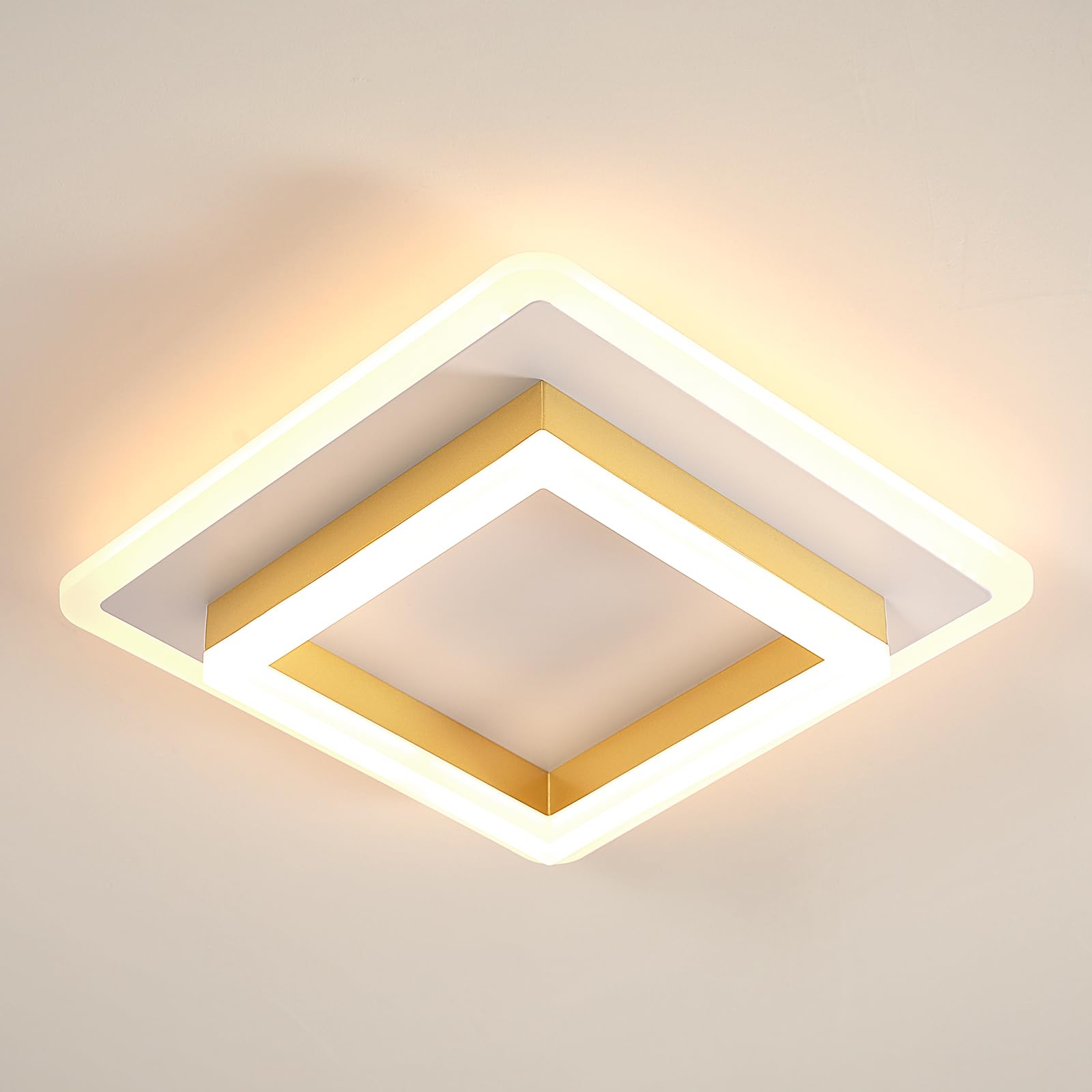 DELIPOP Plafoniera LED Moderno, Lampada da Soffitto Oro 30W 3375LM, Lampadario LED Luce Calda 3000K per Soggiorno Camera da Letto Cucina Corridoio