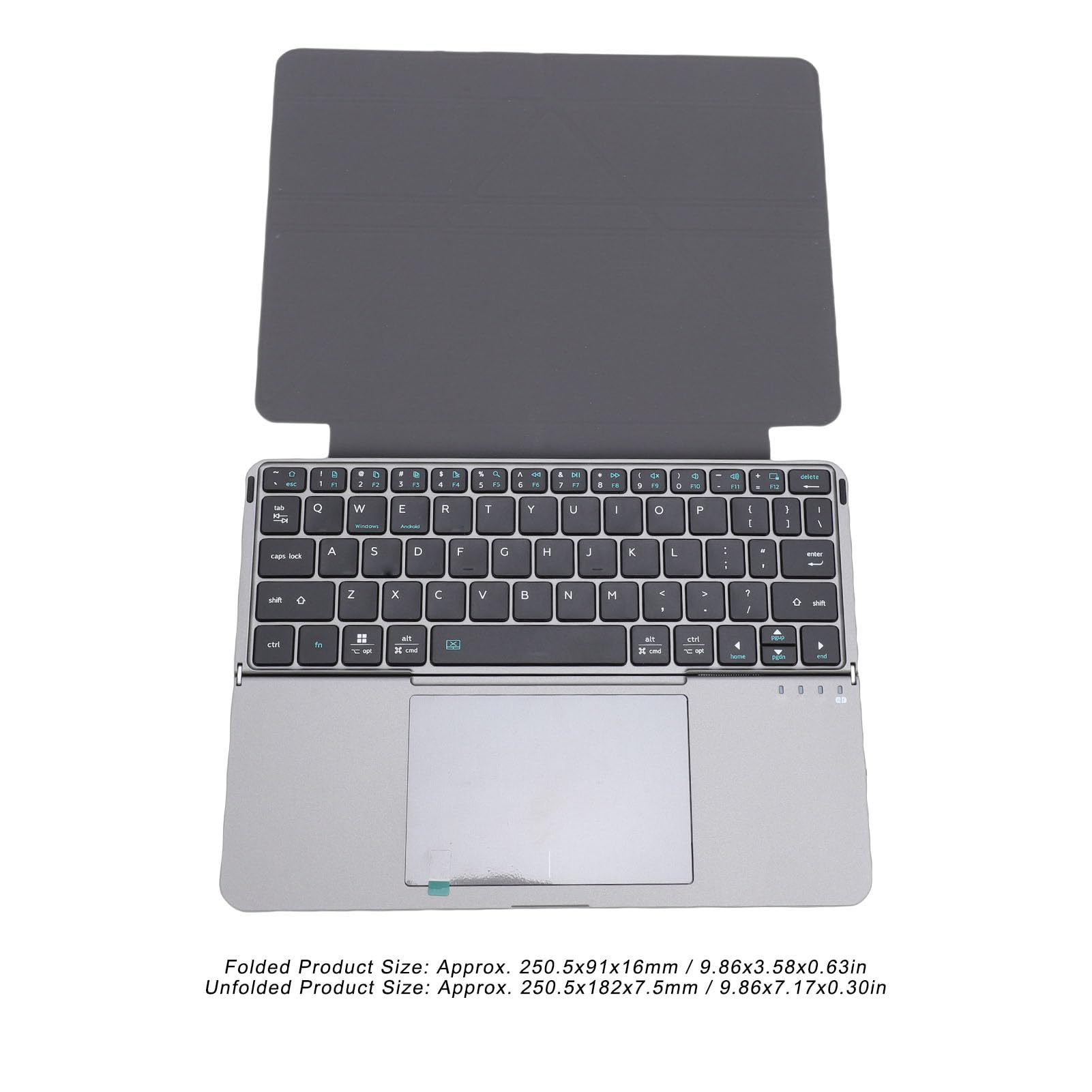 banapoy Teclado Bluetooth con Panel Táctil, Teclado Recargable de Escritura Silenciosa Plegable de 64 Teclas para Computadora Portátil, Tableta, Teléfono Inteligente (Gray)