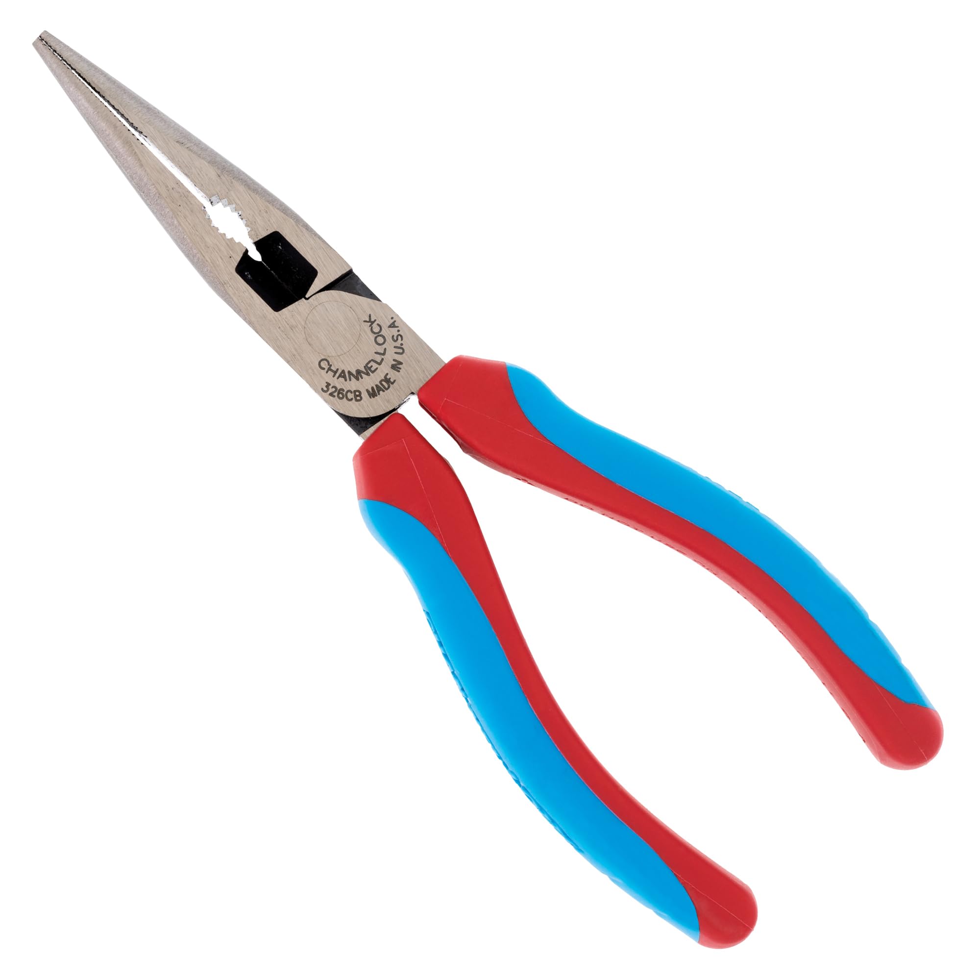 CHANNELLOCK 326CB 6-inch CODE BLUE XLT Combination Long Nose Pliers with Cutter, Made in USA, Forged High Carbon Steel