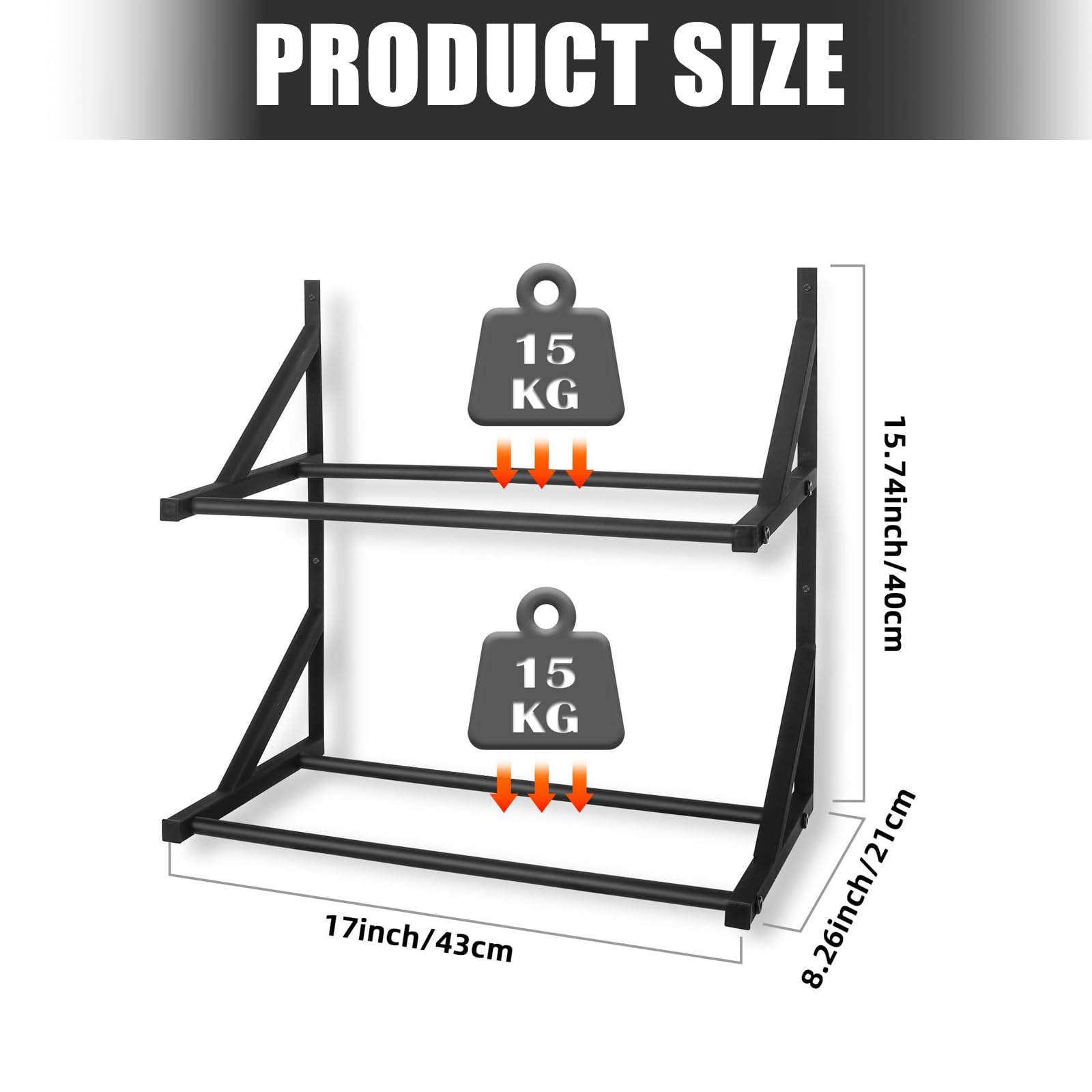 Estante de filamento para impresora 3D resistente montado en la pared, soporte de bobina de 2 niveles para el hogar, oficina, taller, soporte de filamento montado en la pared