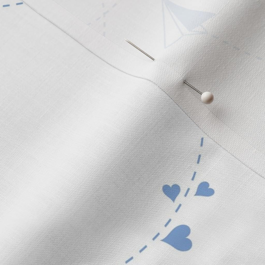 Spoonflower Fabric - Blue Airplanes Airplane Cute Heart Printed on Petal Signature Cotton Fabric by The Yard - Sewing Quilting Apparel Crafts Decor
