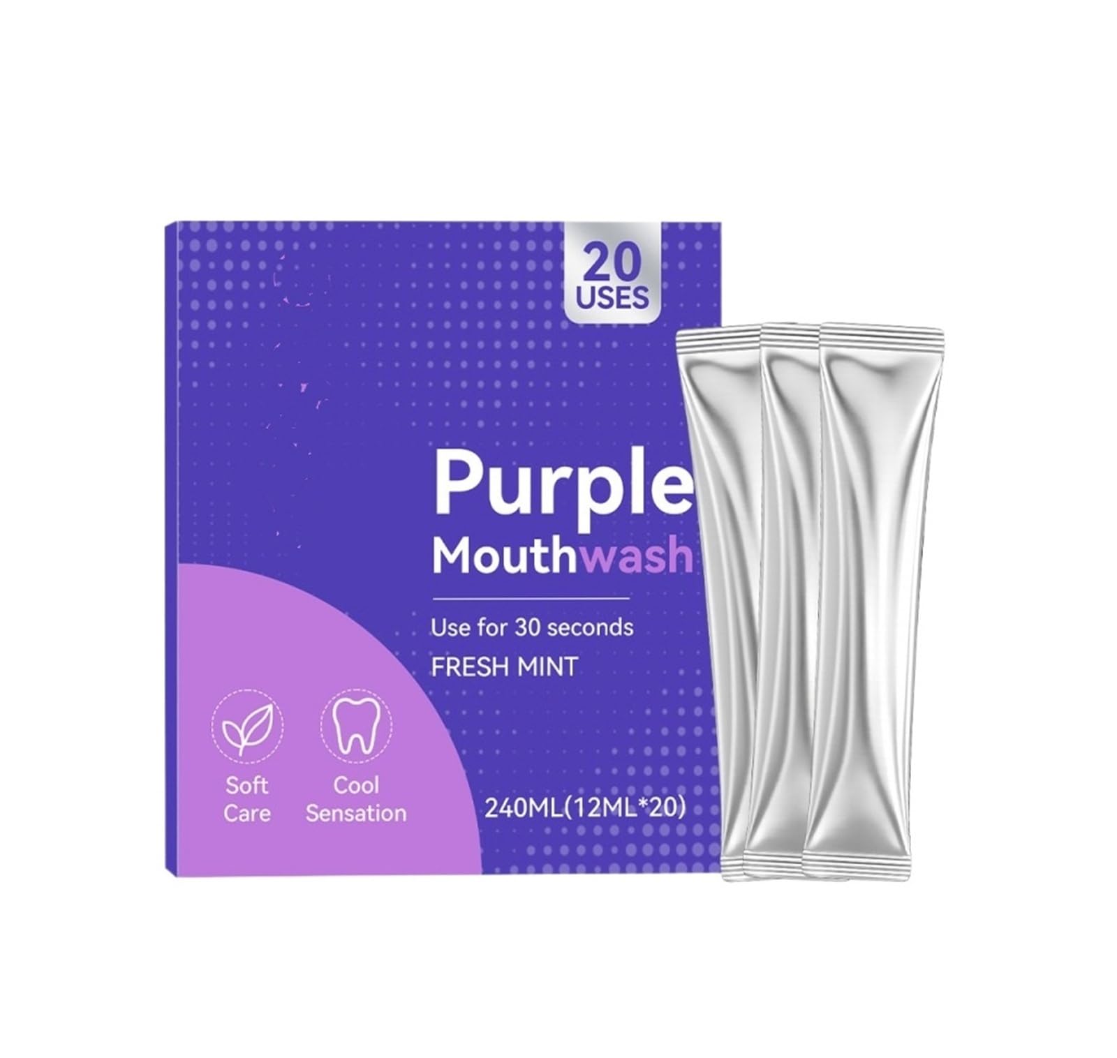 Enjuague bucal morado de 240 ml, limpia suavemente la boca, refresca el aliento y protege los dientes, un elemento esencial for el día a día(2pcs)