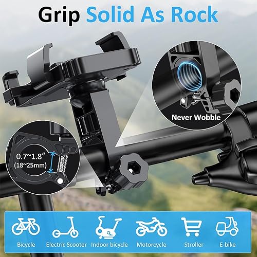 Miniatura 4 de Soporte universal para teléfono para bicicleta compatible con motocicleta, scooter eléctrico y bicicleta de montaña, soporte seguro para teléfonos