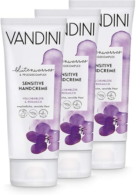VANDINI Sensitive Hand Cream Violet Flower & Rice Milk 3 x 75 ml