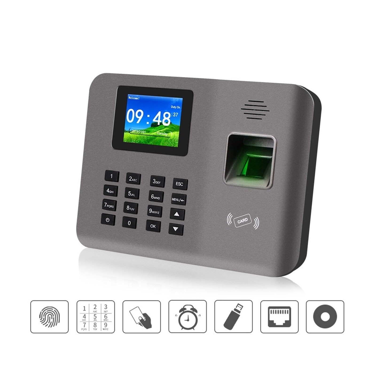 Biometric Employee Time Attendance Machine 2.4inch Biometric Fingerprint Time Attendance Machine RFID Card TCP/IP/USB Employee Check-in/Check-Out Device Software