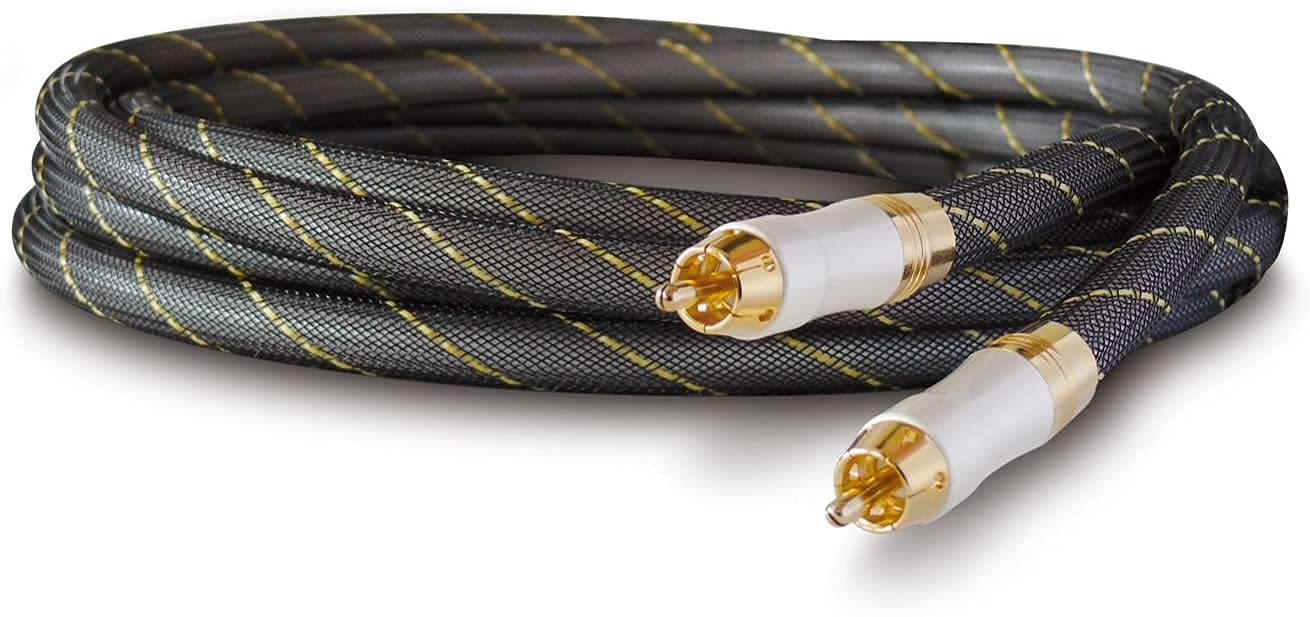 Dynavox cavo stereo RCA di alta gamma, cavo RCA premium con schermatura multipla, rame ad alta purezza, connettori placcati in oro 24k, 0,6m