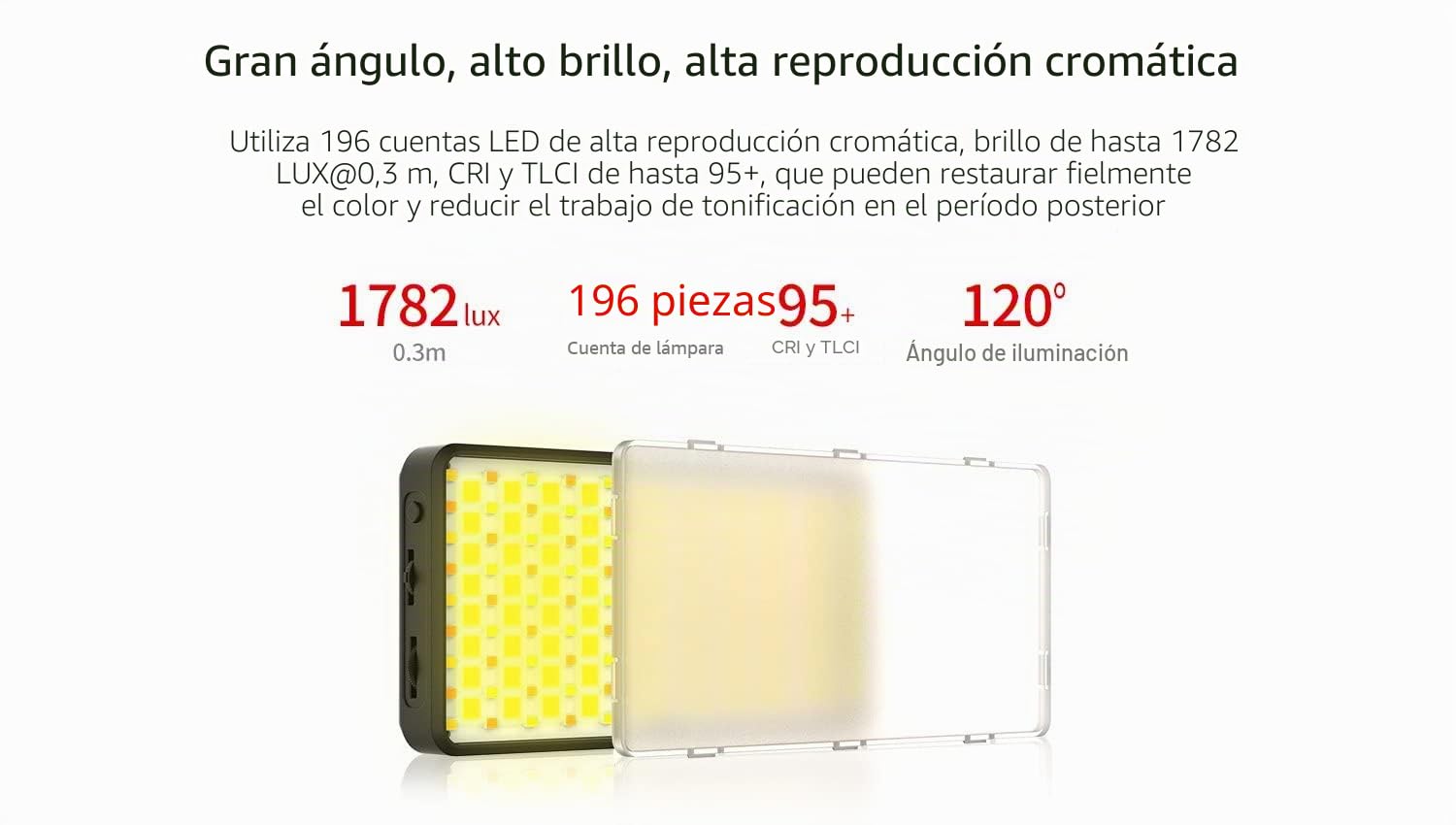 Ulanzi VIJIM VL196 - Lámpara LED RGB para cámara y Smartphone (Temperatura de Color Ajustable (RGB + 2500 K-9000K) y batería 3000mAh para Streaming Vlog Studio