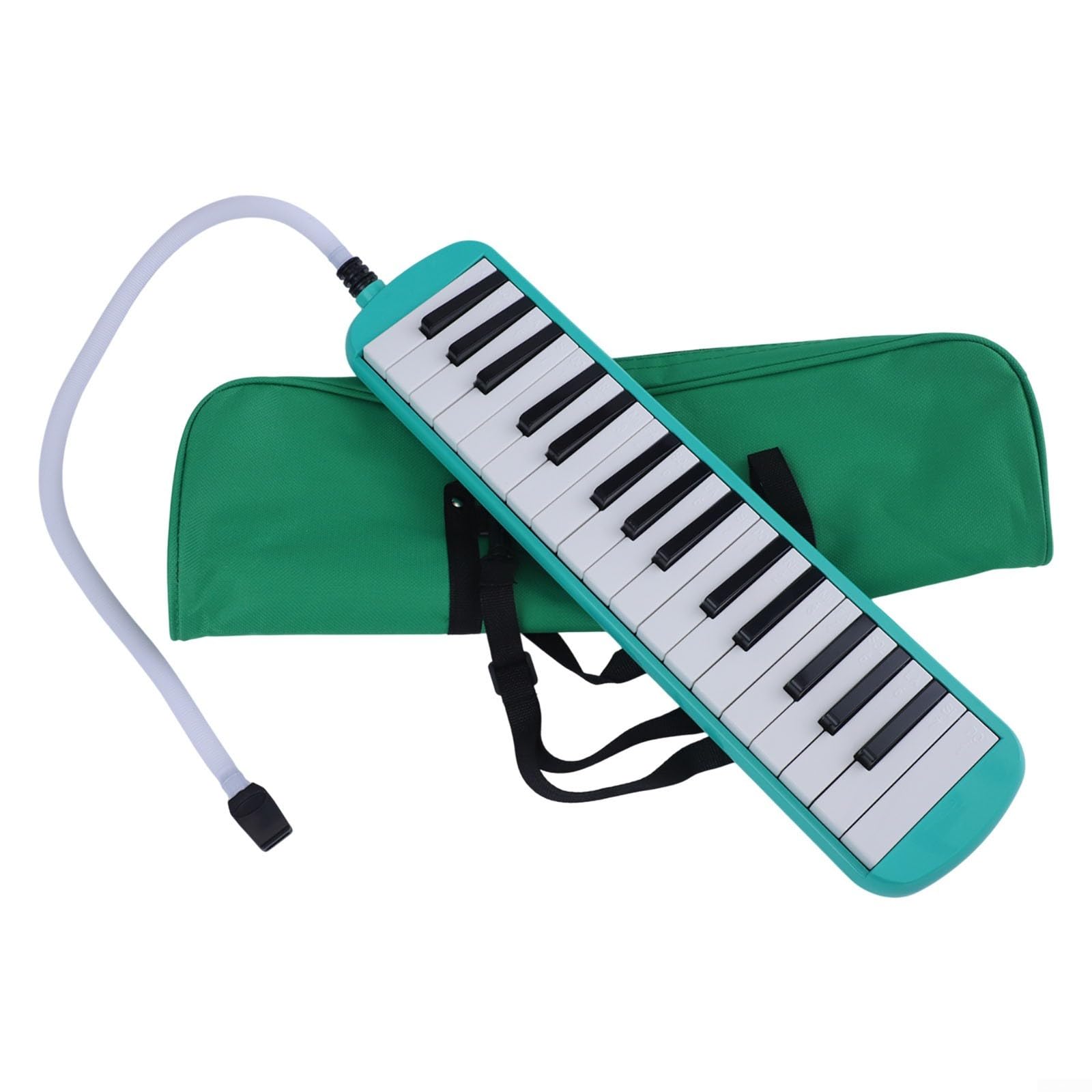 Clavier de piano Melodica à 32 touches avec sac de transport, harmonica portable avec long embouchure, pour étudiants en musique et débutants (vert)