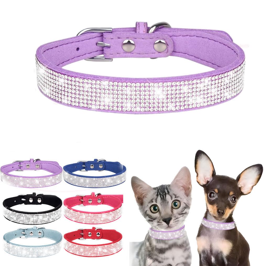 Bling Dog Collar, Rhinestone Dog Collars Cute Diamond Jewel Sparkle Fancy Leather Cat Pet Collar for XXS XSmall Small Medium Large XL XXL Puppy Girl