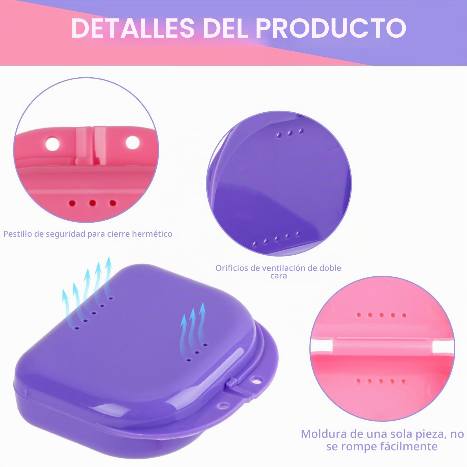 Caja Ortodoncia Dental Funda Ferula Aparato con Agujeros de Ventilación 2 Piezas