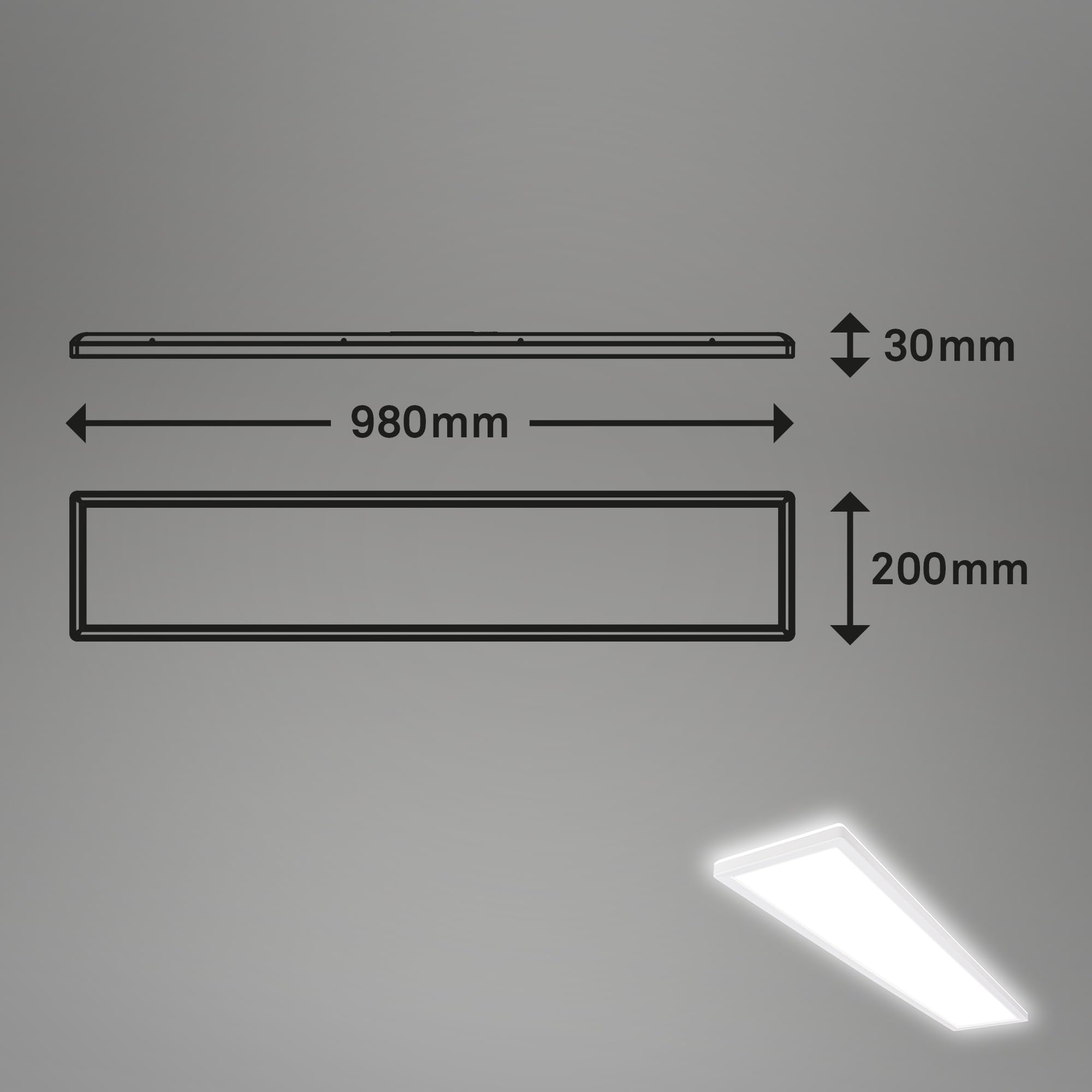 BRILONER - LED Deckenlampe mit Bewegungsmelder, 98x20x3cm, flach, IP44 Spritzwasserschutz, Deckenleuchte, LED Panel, Badlampe, Badezimmerlampe, Küchenlampe, Feuchtraumleuchte, Weiß