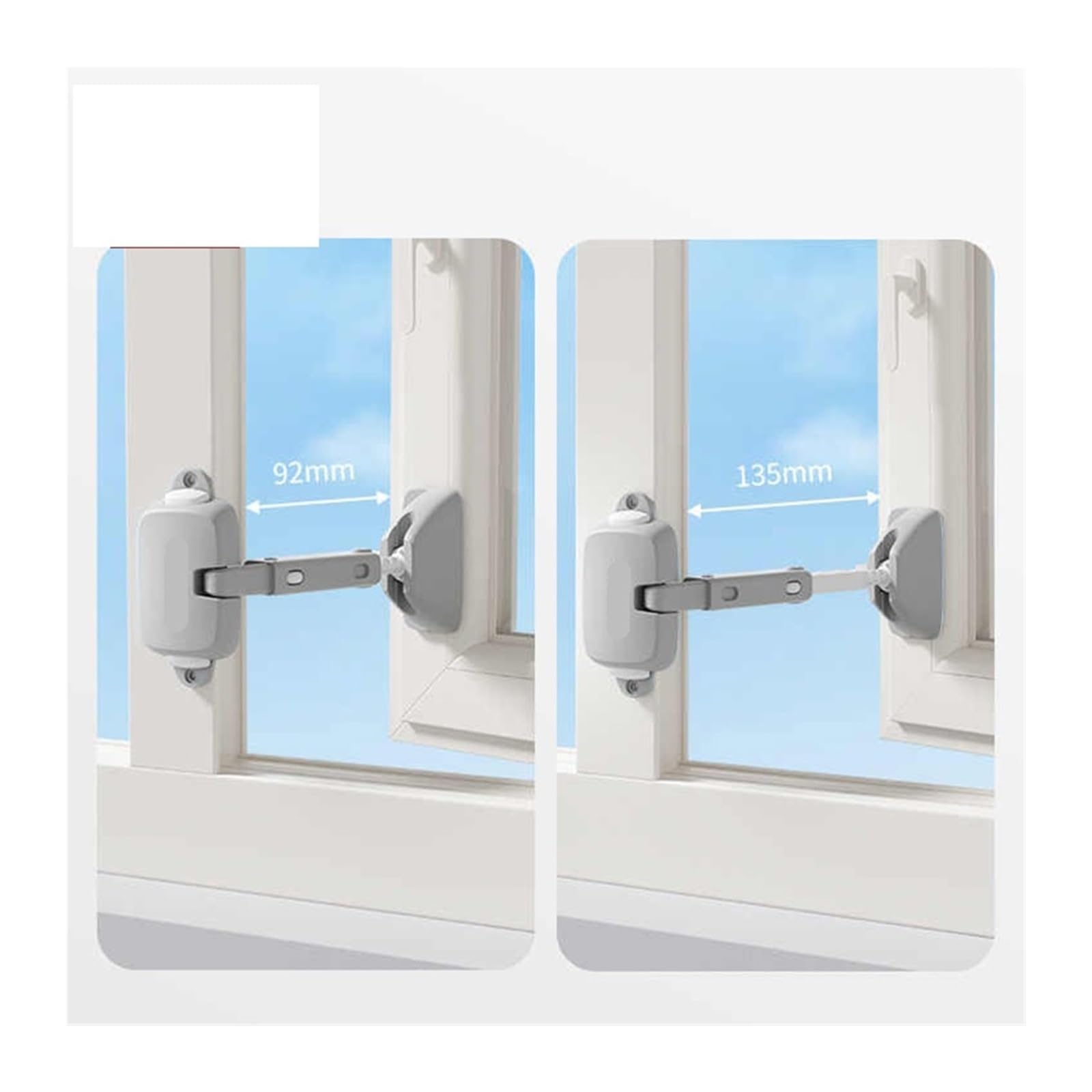 Hebilla de seguridad for puertas y ventanas, protección for niños, gran altura, anticaídas, resistente al viento, limitador fijo for apertura(White)
