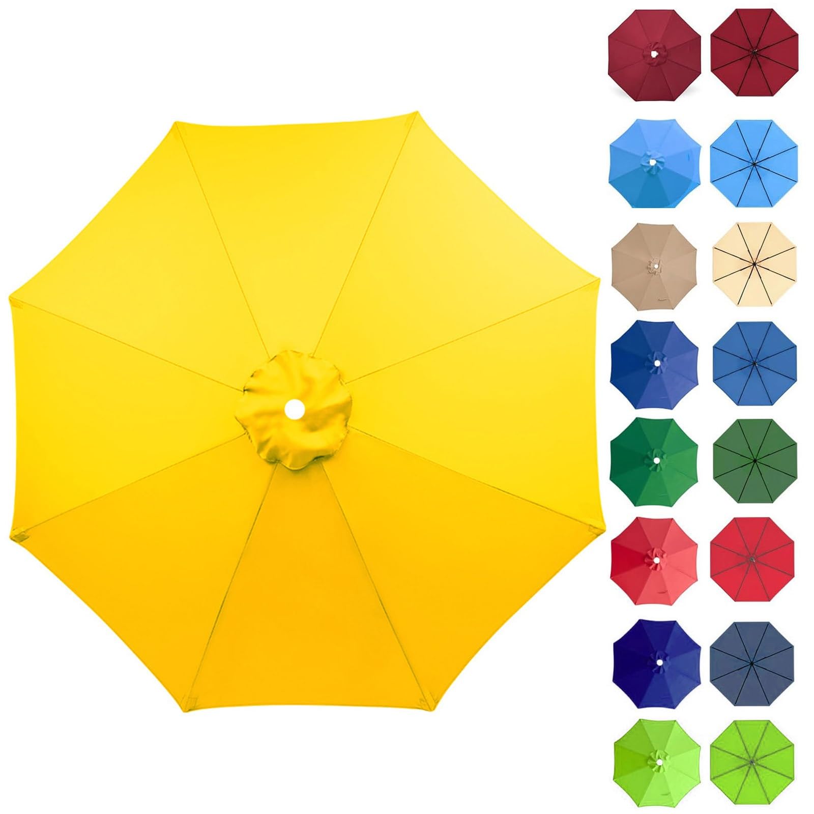 2m/2.7m/3m Patio Replacement Parasol Cover, Round Replacement Parasol Top Cover, Umbrella Replacement Canopy Cover, Canopy Top Cover Umbrella Replacement Cloth ( Color : Yellow , Size : 2.7m/8.8ft (8R