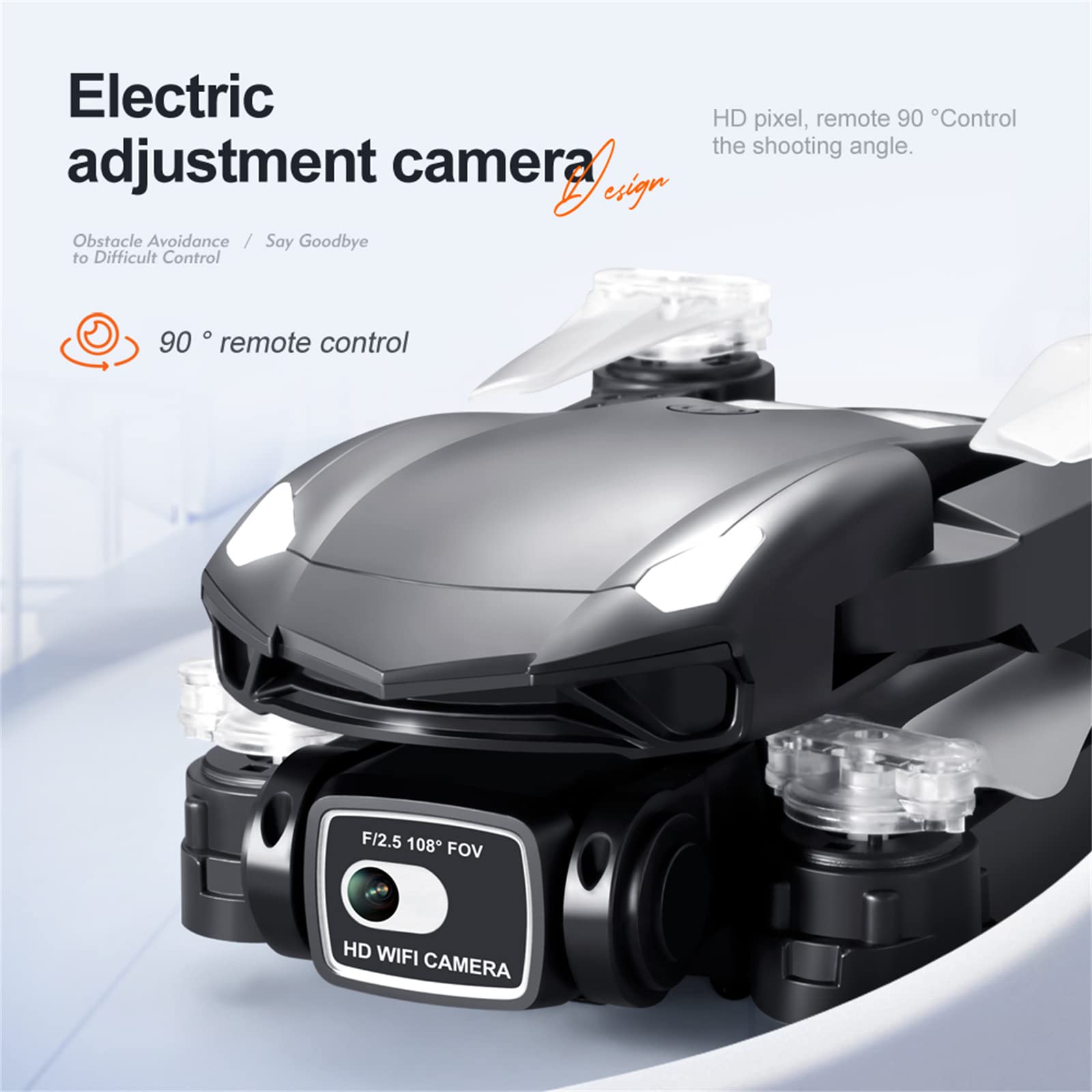 Drone con Fotocamera per Adulti E Bambini, Quadricottero Telecomandato FPV Pieghevole con Gesti Selfie, Mantenimento Dell'altitudine, Avvio con Una Chiave, Flip 3D, 2 Batterie,Arancia