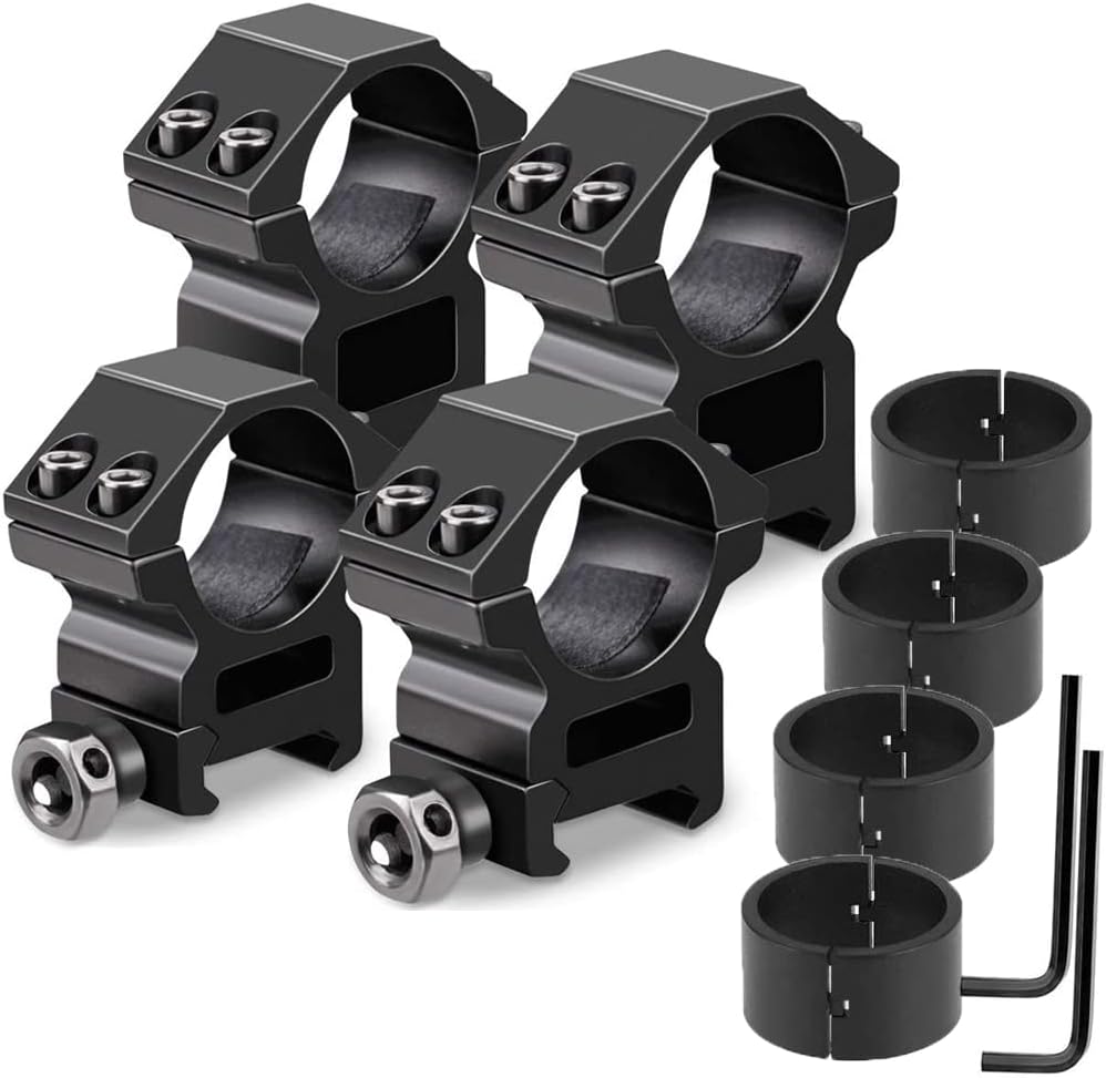 Tactical 30mm /25.4mm 1" Scope Rings, High Profile - Medium Profile Scope Ring Flashlight Mount for 20mm Rail