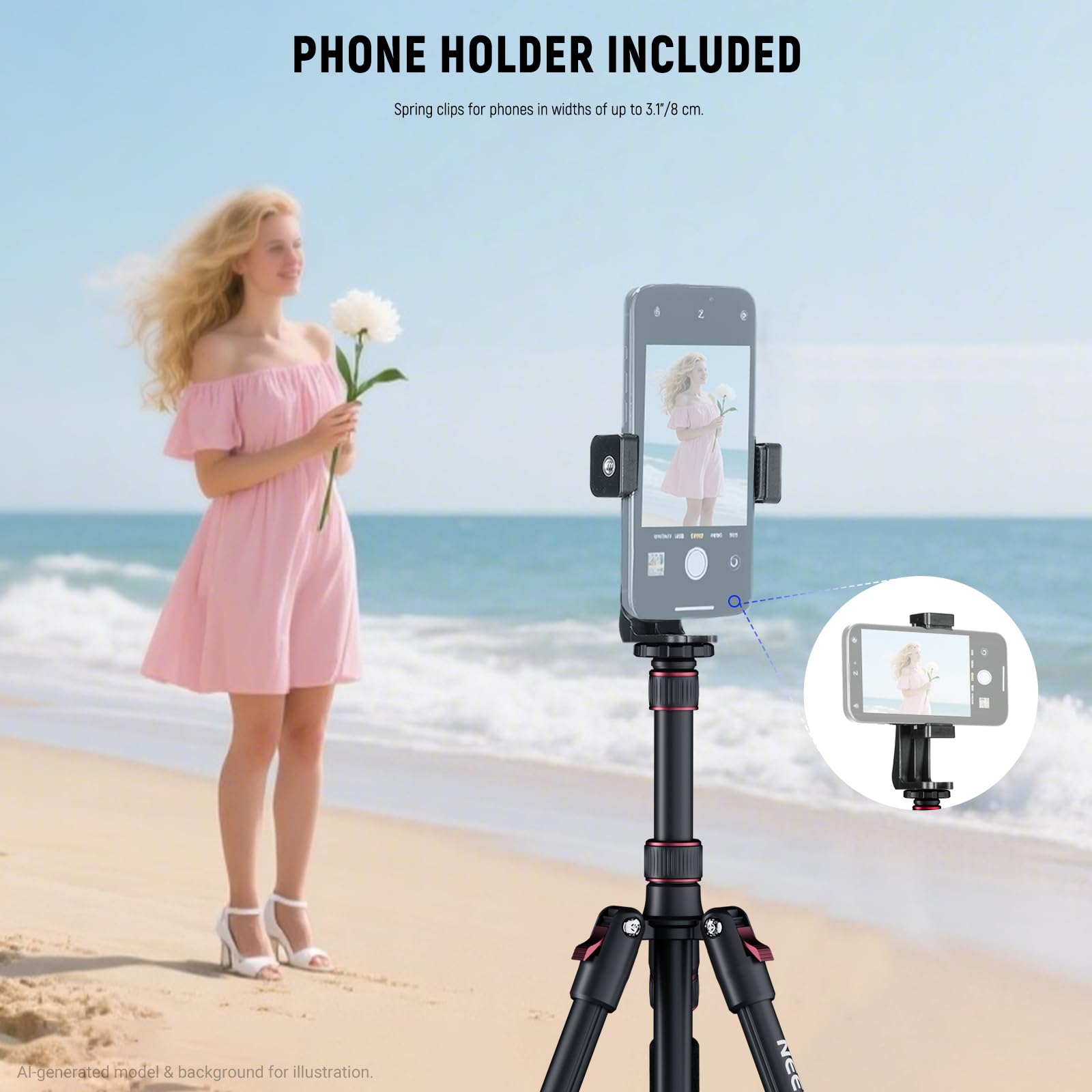 NEEWER BASICS TP15 Statyw do aparatu, monopod, 67,7 cala, metalowy, wytrzymały, przenośny, podróżny, lustrzanka cyfrowa, stojak na telefon komórkowy z uchwytem na telefon komórkowy, kompatybilny z