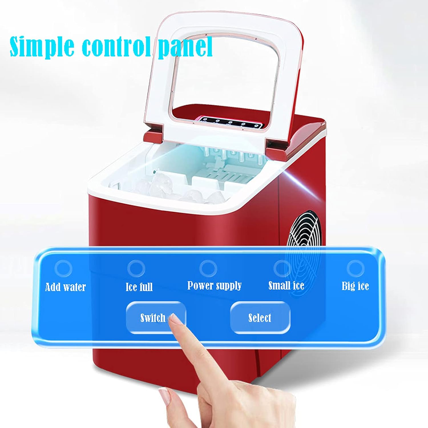 Compact Portable Ice Maker Ice Maker Machine for Countertop Fridge Ice Cube Maker Low Noise - for Restaurants Bars Homes and Offices Shop (H)