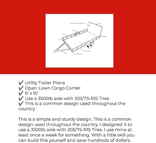 Miniatura 5 de Planes de remolque utilitario DIY Open Lawn Cargo Carrier 6' x 10' Construye el tuyo