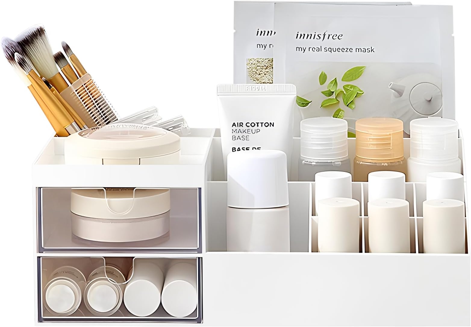 BREIS Multifunction Desk Organizer, Makeup Storage for Eyeshadows, Concealers, Powders, Nail Polish,9.65‘’x 4.8‘’x 3.67‘’ (White)