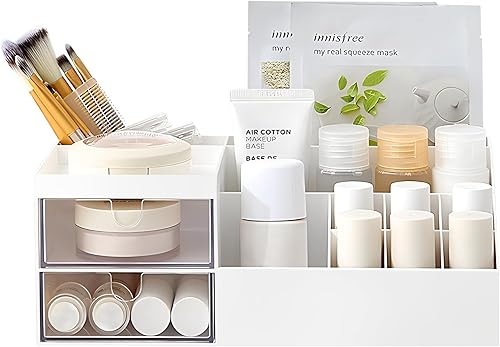 BREIS Organizador de escritorio multifunción, almacenamiento de maquillaje para sombras de ojos, correctores, polvos, esmalte de uñas, 9.65 x 4.8 x