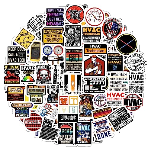 BulbaCraft 100Pcs Funny HVAC Stickers and Decals for Hard Hat — Gifts for HVAC Technicians, Environmental Control Systems, Gifts for Women & Men