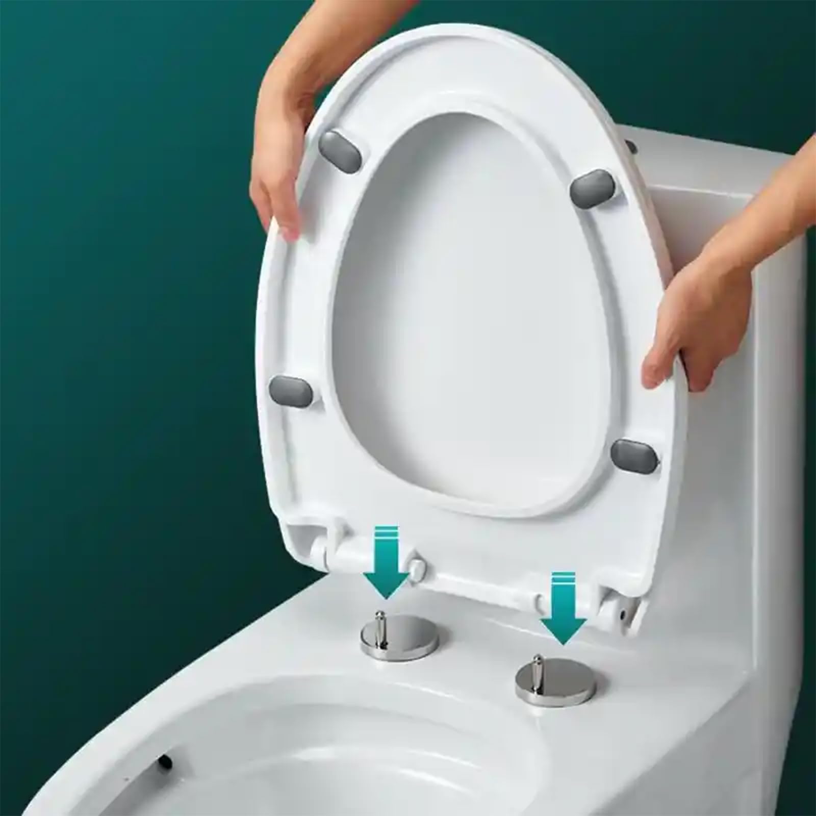 Universal Toilet Seat Fixings Kit, Heavy Duty Quick Release Toilet Seat Hinges & Bolts, Anti-Slip D Shape Toilet Seat Buffers - Image 4