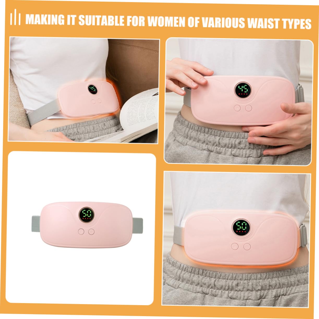 KOMBIUDA 1juego Cinturón De Masaje Calentado Para De Cólicos Menstruales Faja Abdominal Portátil Vibración Calentamiento y Para Casa