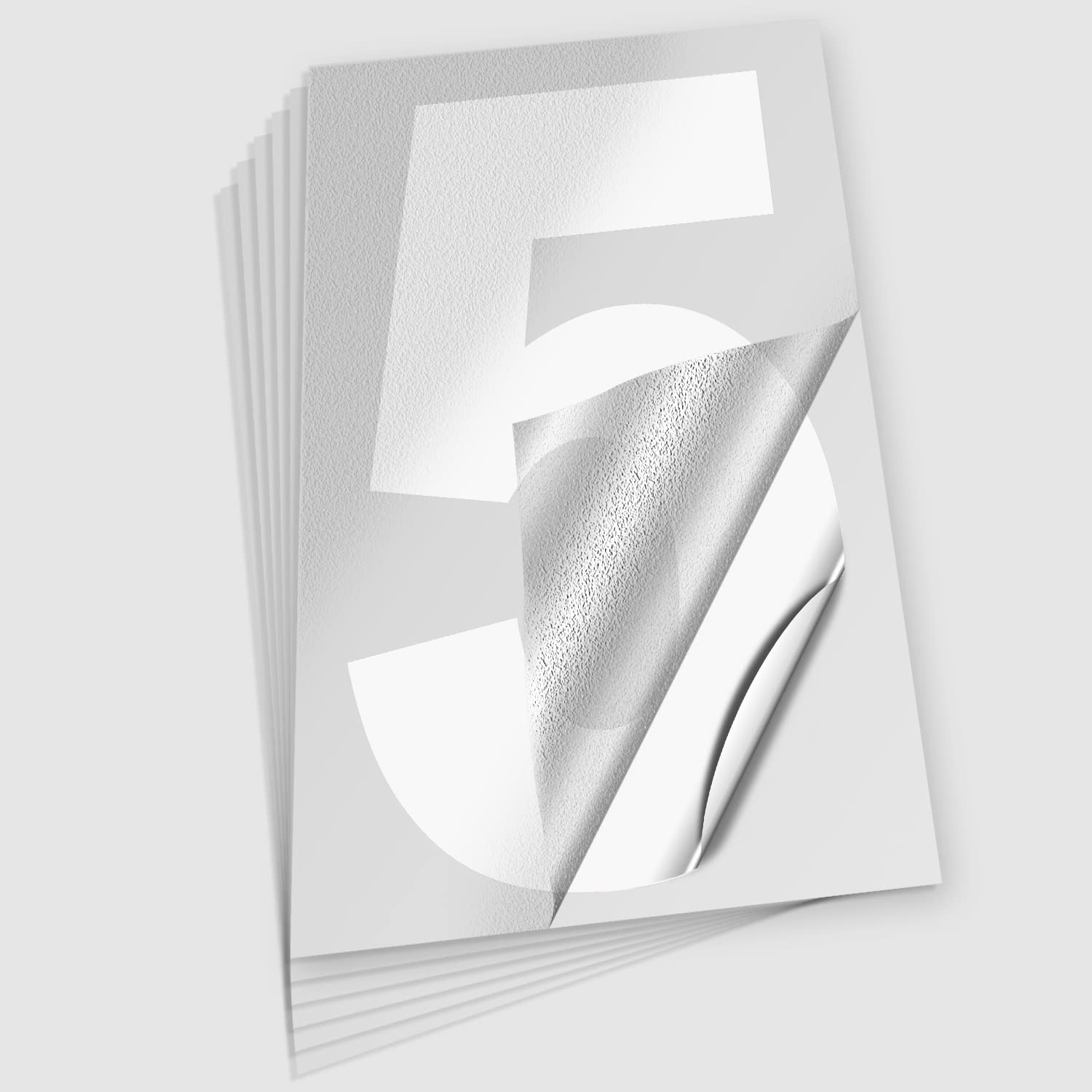 iSYFIX Reflective Vinyl Number 5 (Five) Stickers - 6 Pack 8 Inch Self Adhesive - Premium Sticker Die Cut and Pre-Spliced for Mailbox, Signs, Door, Cars, Trucks, Home, Business,