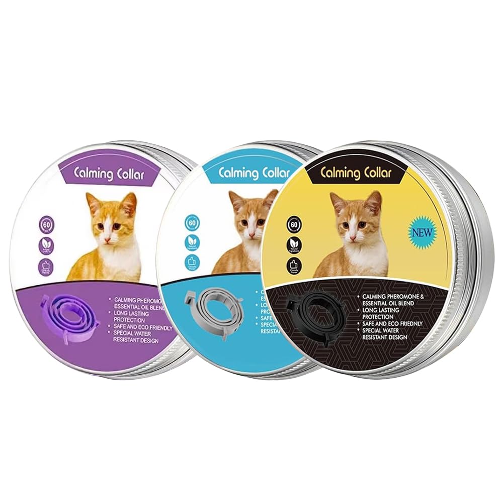 Cat Calming Collar, 3 Pack Pheromone Collar, Reduce Anxiety Stress for Pets, Relaxing Comfortable Breakaway Collars Adjustable for Small, Medium Large Cat, Kittens