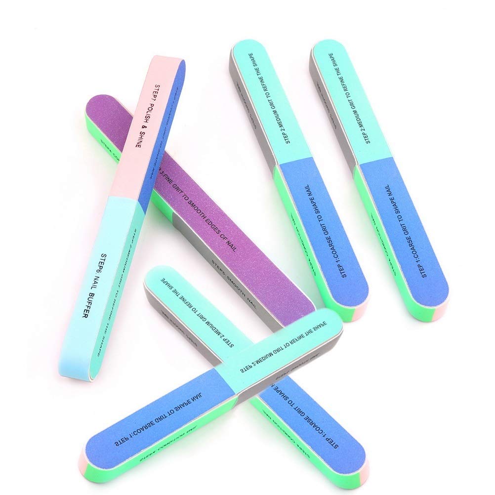 kuou 6 Pcs Nail Files, Professional Nail Buffer Natural Manicure File for women
