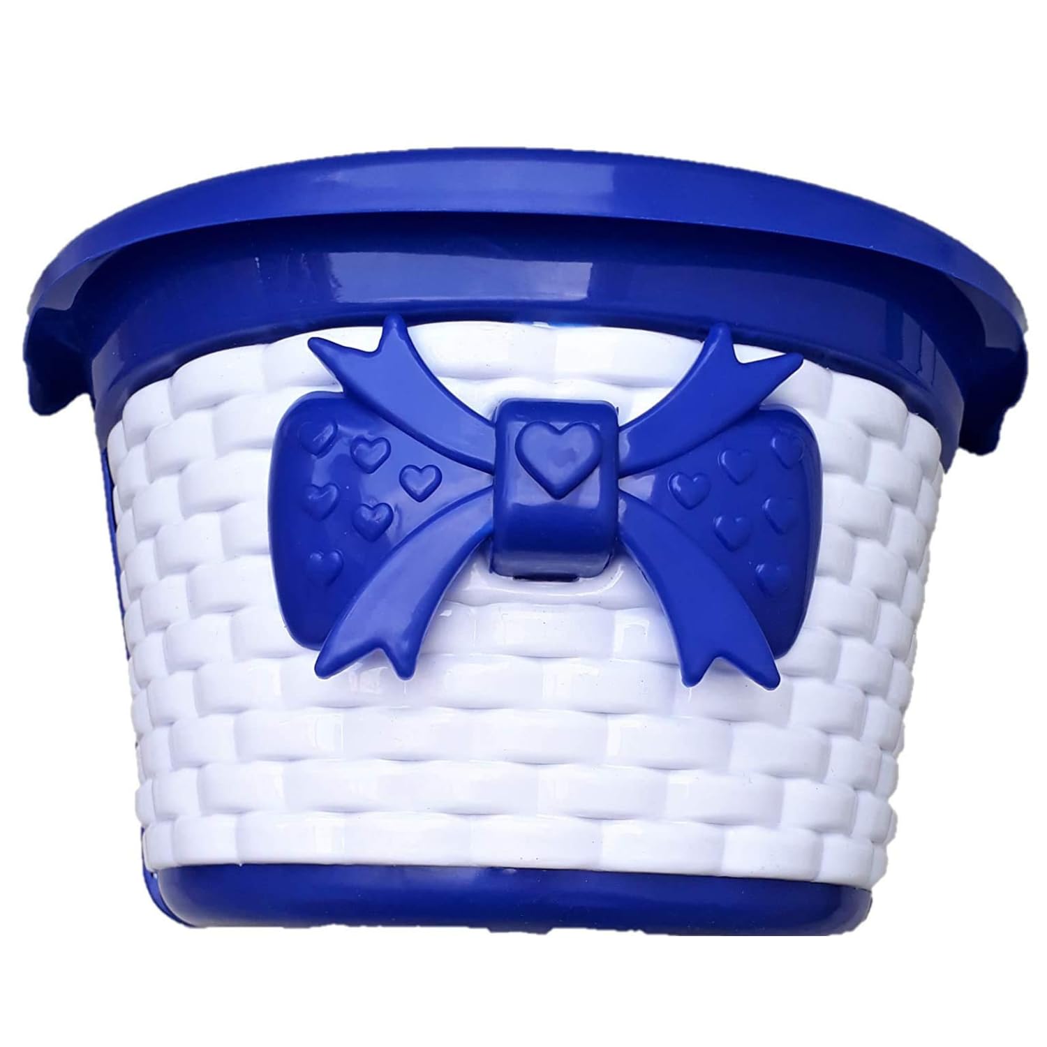 Bicycle Basket Plastic Storage Basket with Heart Pattern Blue and White Design Universal Handlebar Mount Lightweight Durable Front Basket for Kids Girls Boys City and Casual Bikes-image-35