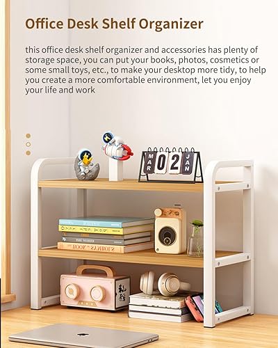 Miniatura 3 de Organizador de estante de escritorio de oficina, estantería de escritorio de madera, estante de almacenamiento, estante para la parte superior del