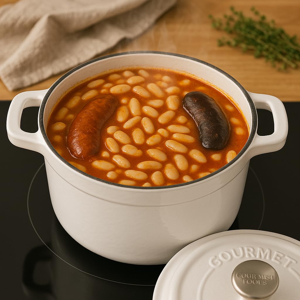 Dutch oven, cast iron, enameled, non-stick coating, 24 cm/3.6 liters, 6/4 people, cocotte pan with round lid for cooking with traditional aromas and nutrients - Gourmet Tools