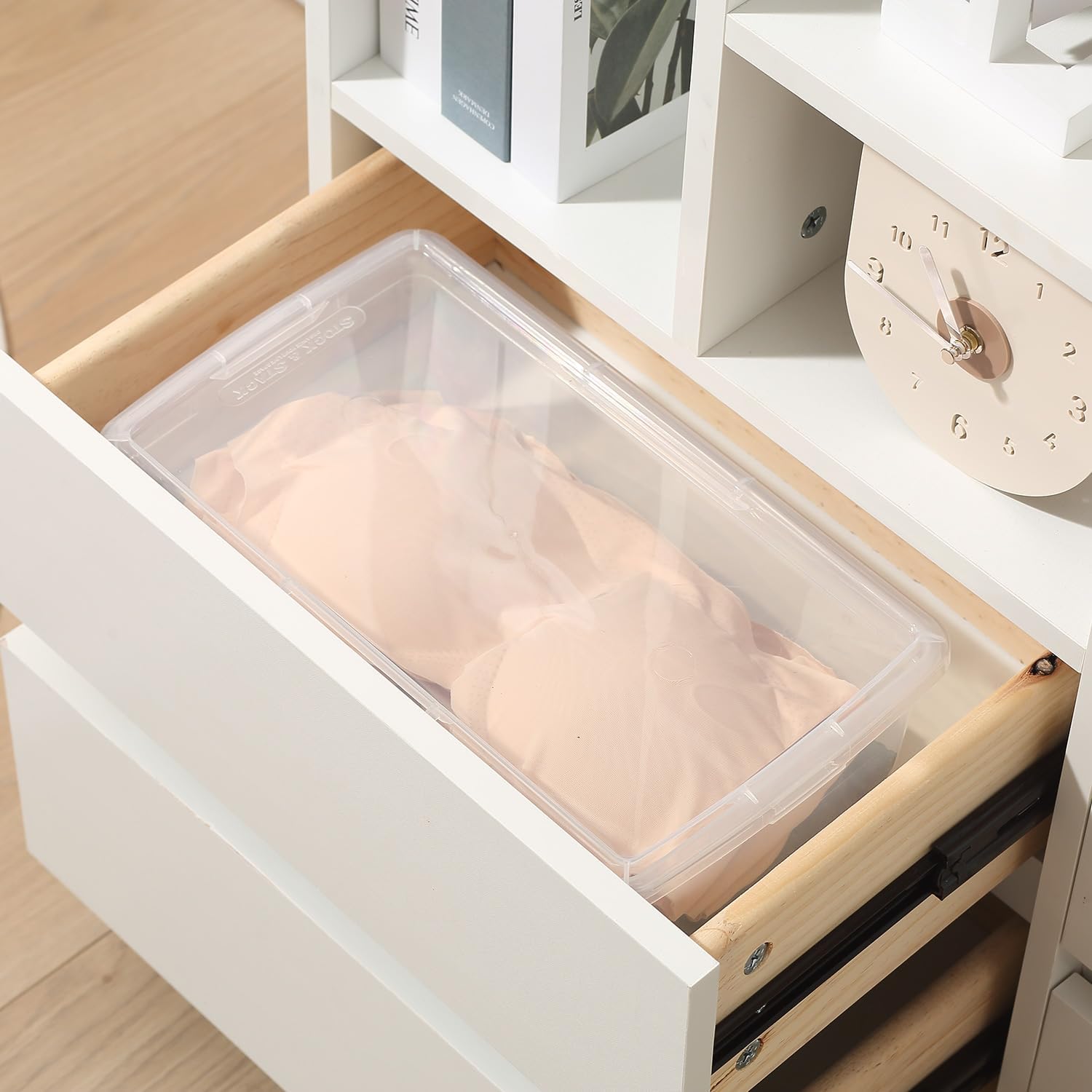 Stackable Clear Storage Bins with Lids Shoe Boxes 12 Packs Plastic Storage Containers 6 Quart Latching Plastic Shoe Boxes With Lids (Clear)