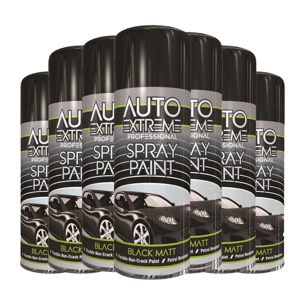 Classic Signature - 6 x Auto Extreme Black Matt Spray Paint 400ml Professional Quality, Perfect Finish for Cars, Bikes,Vans, Metal, Wood