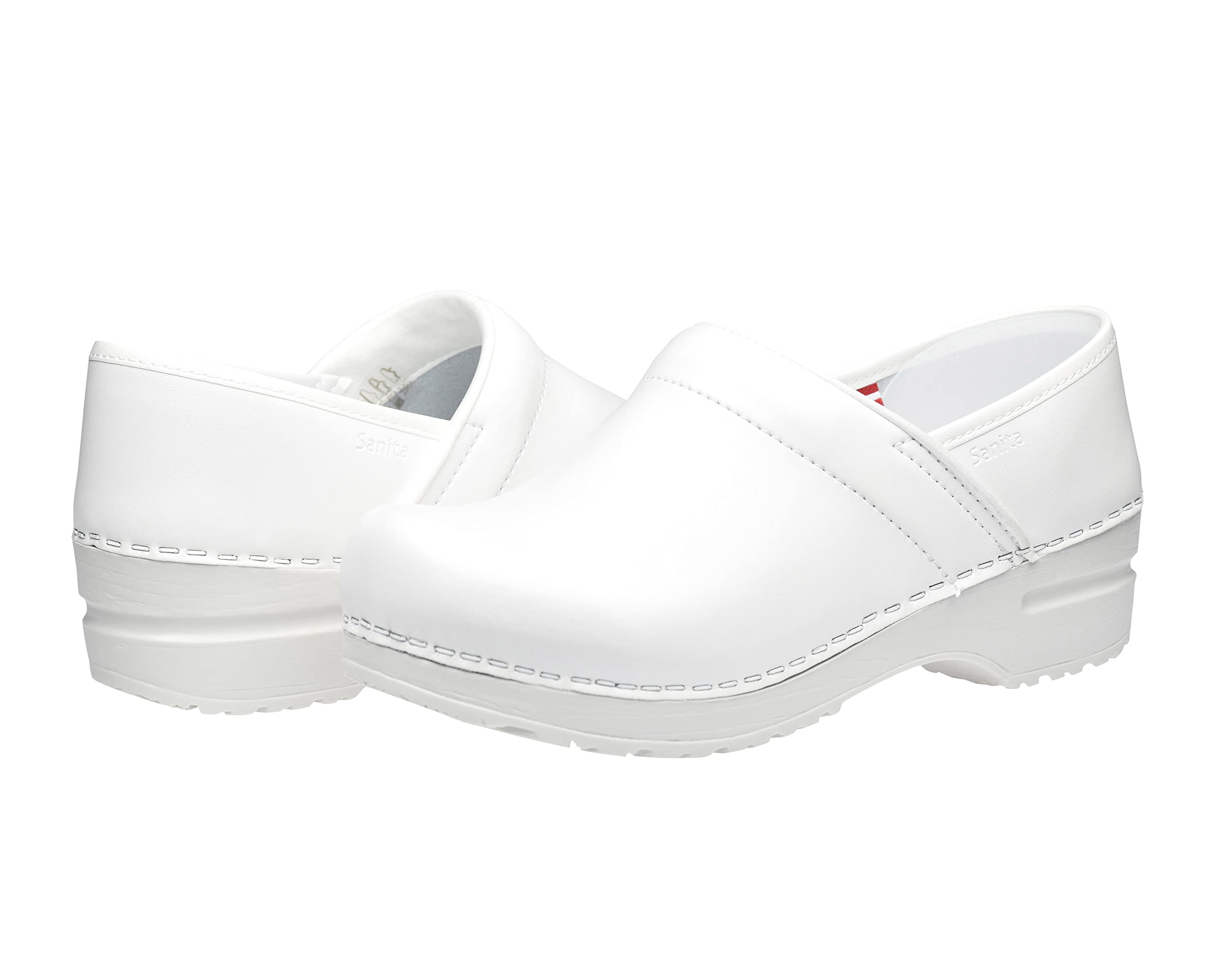 Sanita Professional PU Closed Clog | Original Handmade Flexible Leather Clog for Men | Maximum stability | Anatomical shaped footbed with soft foam | Shock absorbing heel | Biały | 42 EU