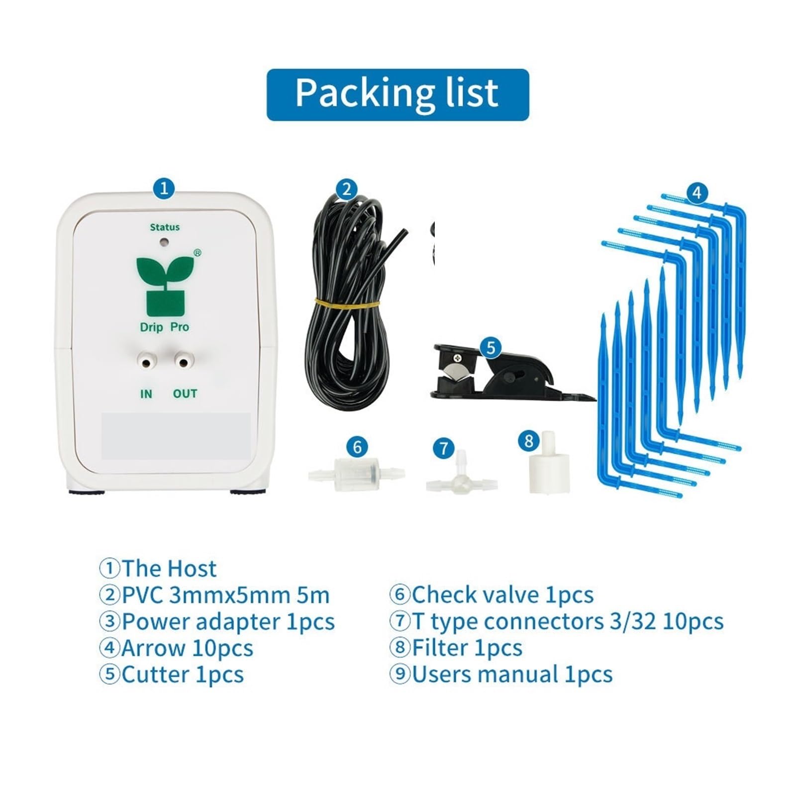 Máquina de Llenado, PRO3 Compatible Jardín Dispositivo de riego automático 480 ml/min Irrigación con de temporizador Motor de CC