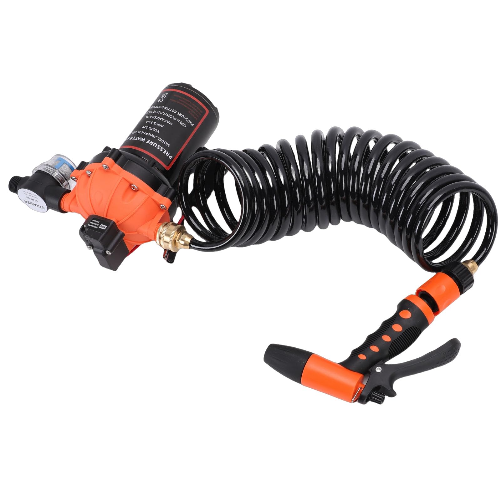 Zestaw Pompy do Mycia Pokładu 12 V, 7,5 GPM, 80 PSI, Wbudowana Pompa do Mycia Filtra, Morski System Pomp o Wysokim Ciśnieniu, Idealny Pojazdów Kempingowych, łodzi, Przyczep Podróżnych i