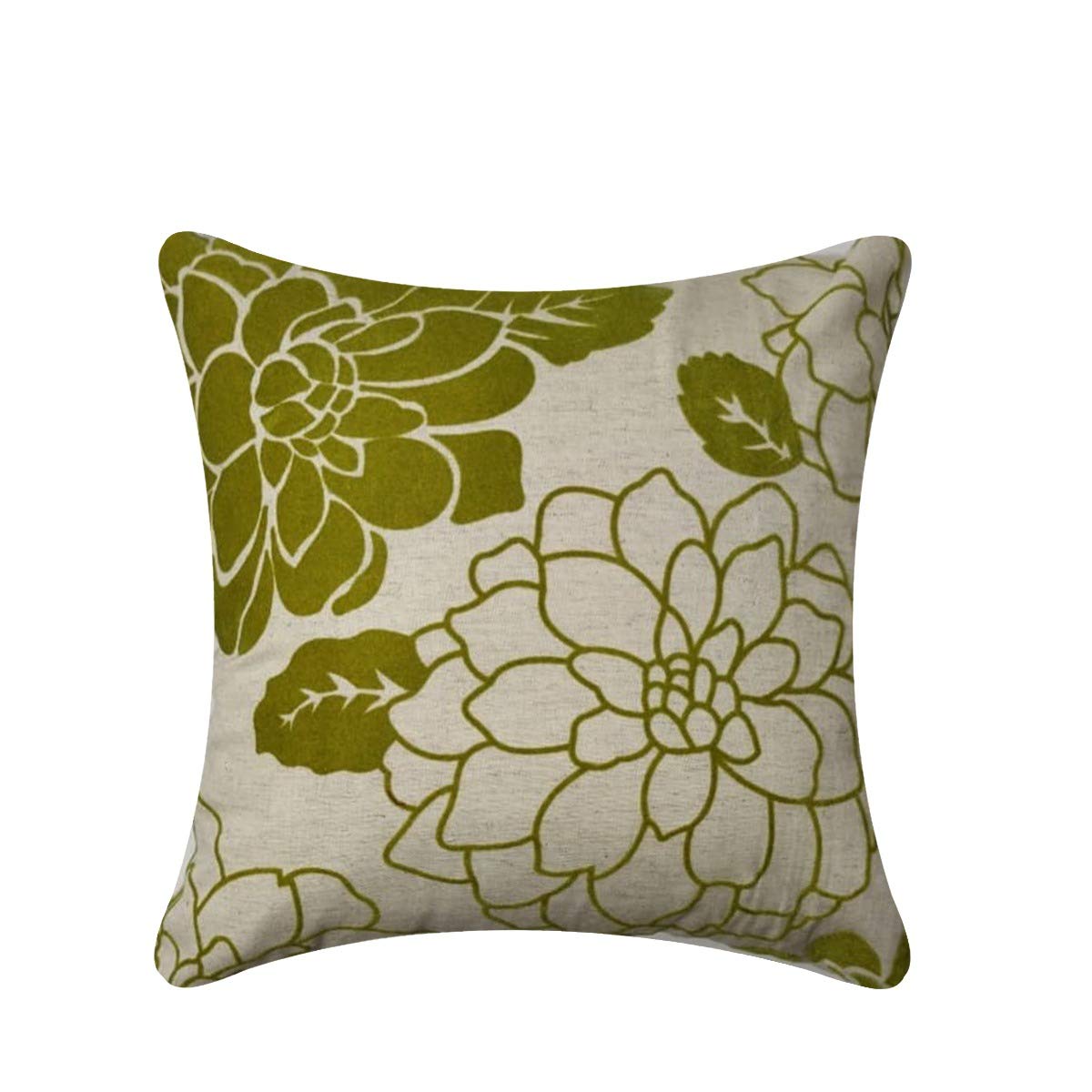 SAJAVAT HOME SH_S_A18C31 Cotton Ikat Zig ZAG Embroidery Cushion Cover (Pack of 1) 16x16 INCHES /40x40 cm Brown & Yellow (Exclusive Edition) (Green, Cotton)