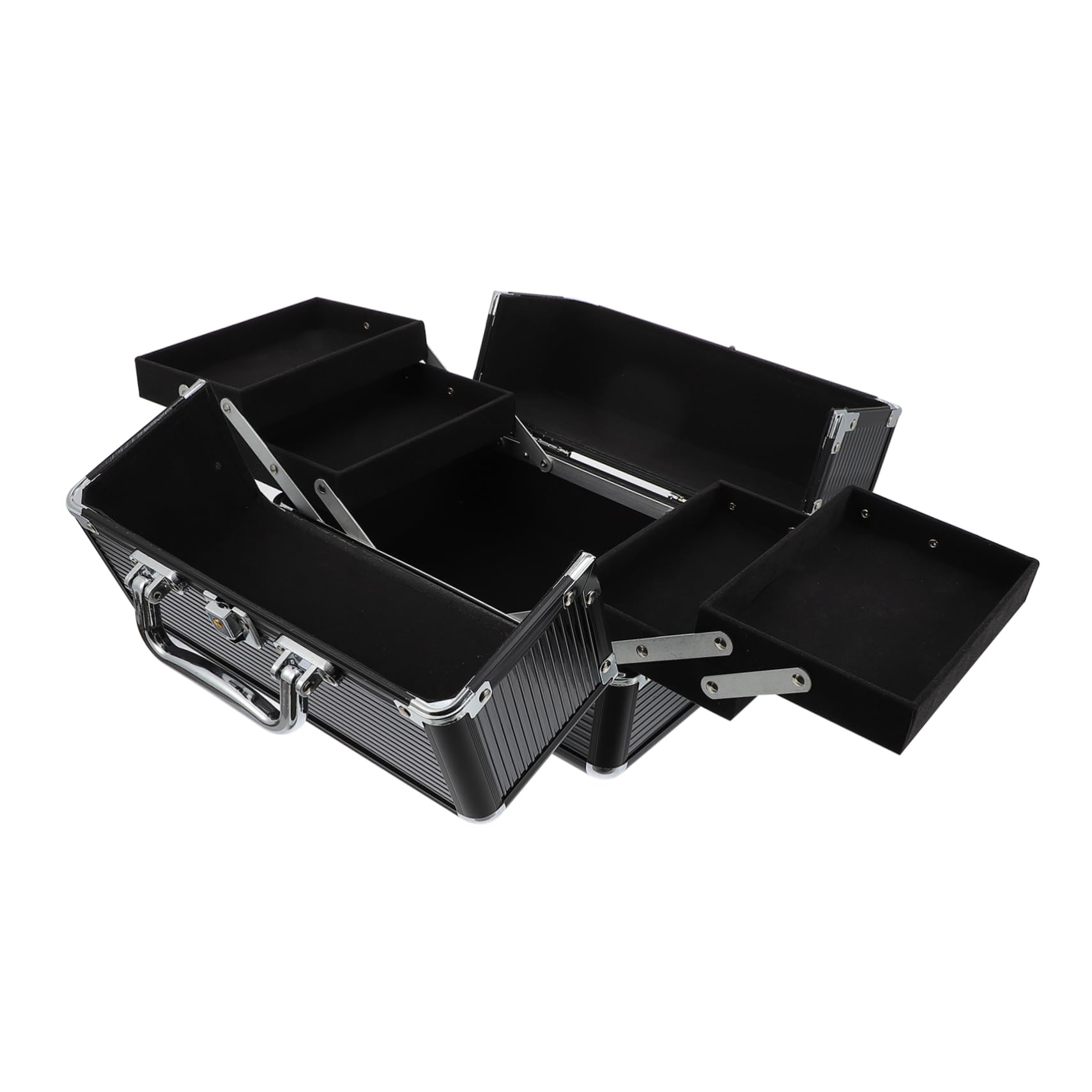WOONEKY Caja de Almacenamiento de Cosméticos de Aleación de Aluminio Neceser Grande y Ligero para Uso Profesional en Fiestas y Viajes